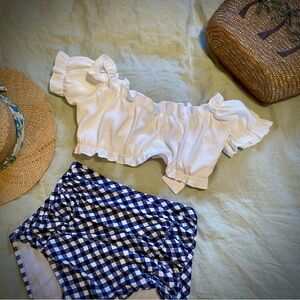 Unique Vintage White Swim Top